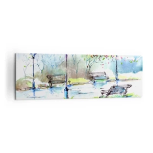 Tablou pe pânză - Magia liniștii din parc - 160x50 cm