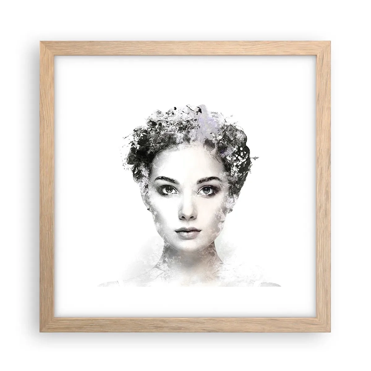 Poster în ramă de stejar deschis - Un portret extrem de elegant - 30x30 cm