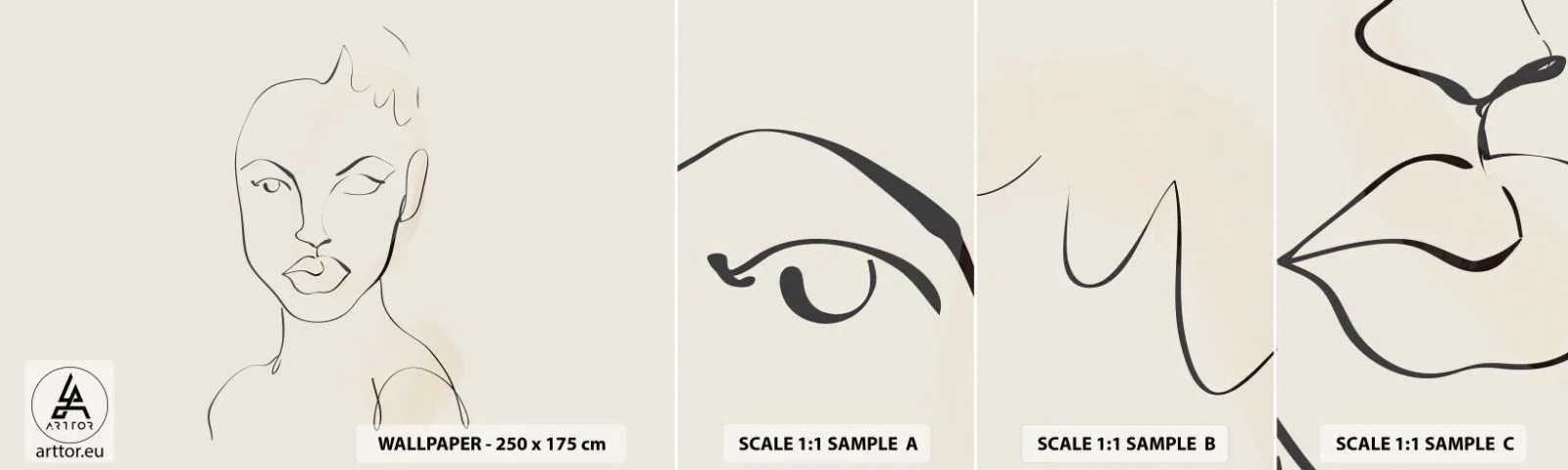 Mostră tapet autocolant Deluxe Sticker - Schiță de senzualitate - Femeie, Grafică, Bucată - 100x30 cm