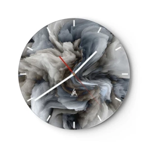 Ceas de perete - Ceas pe sticlă - O formă delicată care seamănă cu o floare din piatră - 30x30cm - Piatră și floare - Decorațiune modernă pentru perete pentru living, bucătărie și dormitor ARTTOR