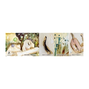 Mostră tapet Premium Canvas - Visul violet smarald - Abstracția, Femeie, Ilustrare - 100x30 cm