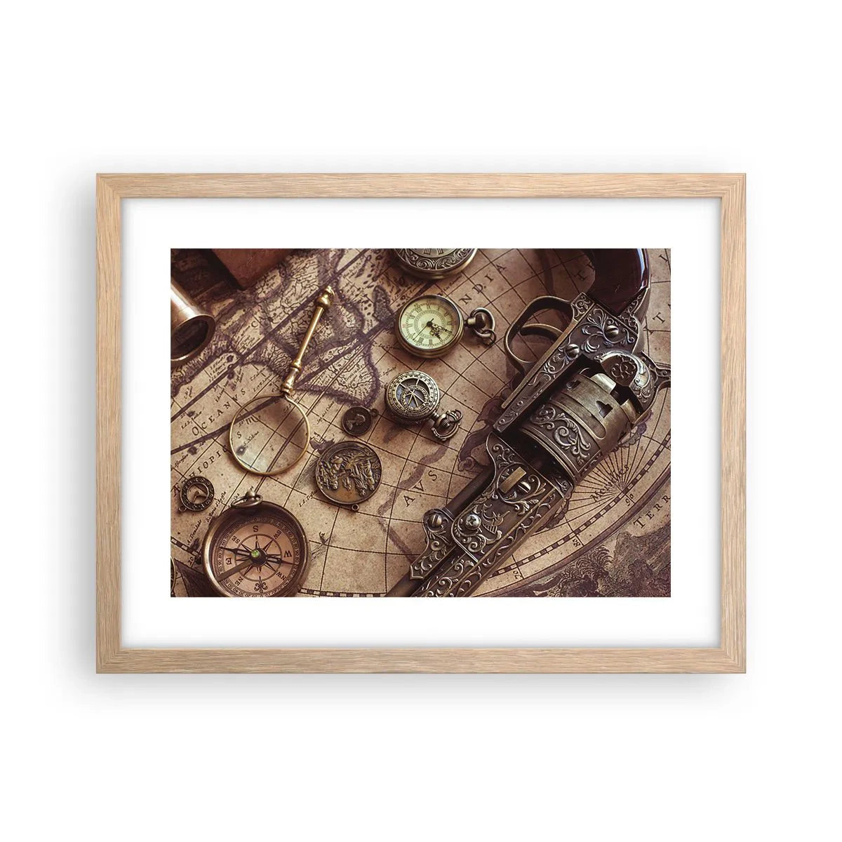 Poster în ramă de stejar deschis - Sugestii de aventură - 40x30 cm