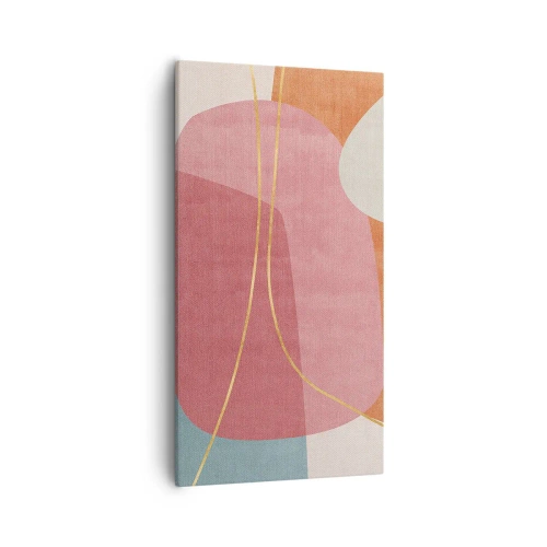 Tablou pe pânză - Compoziție pastel cu fir de aur - 55x100 cm