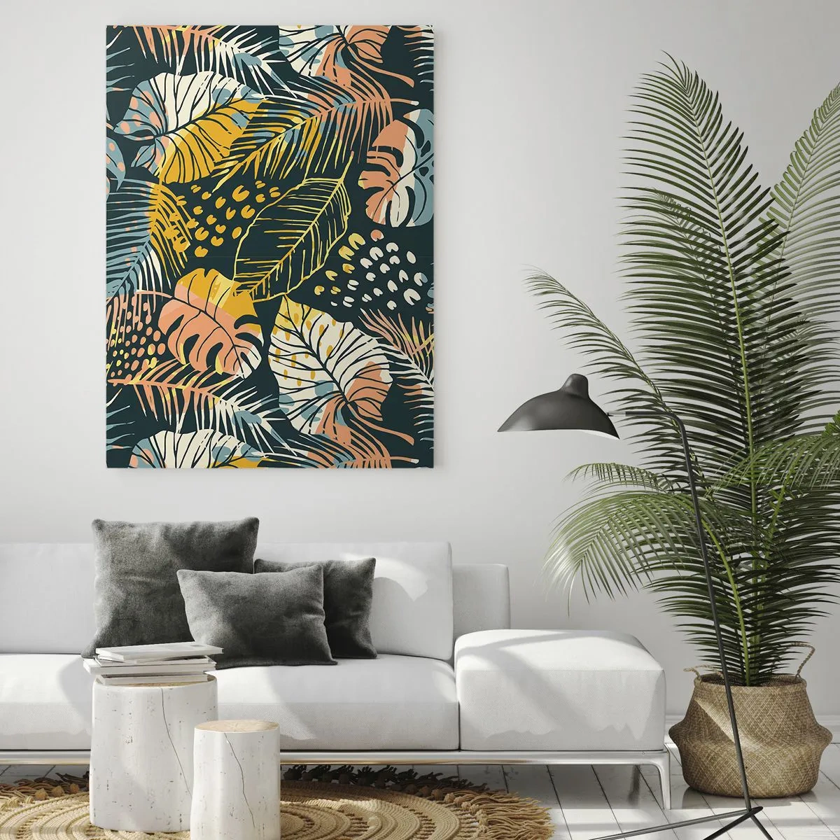 Tablou pe sticlă - Fantezie cu frunze - 50x70 cm