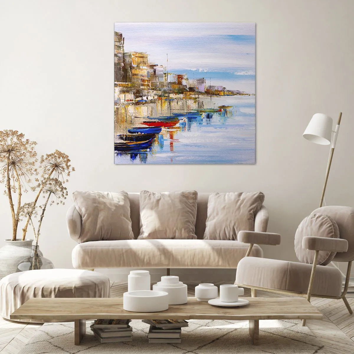 Tablou pe pânză - Port urban multicolor - 50x50 cm