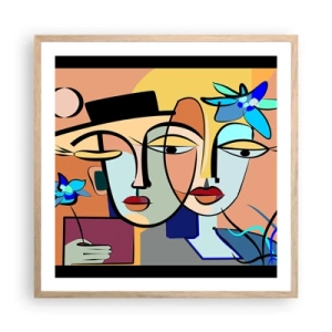 Poster în ramă de stejar deschis - Întâlnire cu Picasso - 60x60 cm
