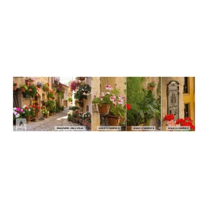 Mostră tapet Premium Canvas - Într-un potop de flori - Oraș, Italia, Străzi frumoase - 100x30 cm