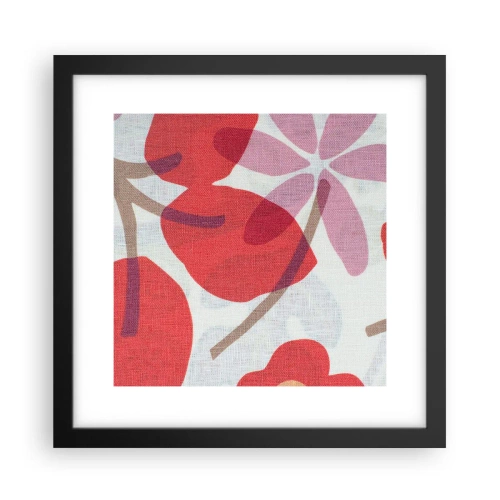 Poster în ramă neagră - Aranjament floral în roz - 30x30 cm