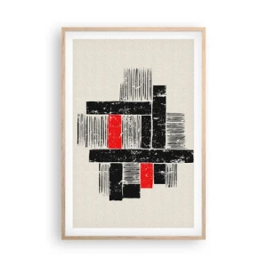 Poster în ramă de stejar deschis - Roșu și negru - 61x91 cm