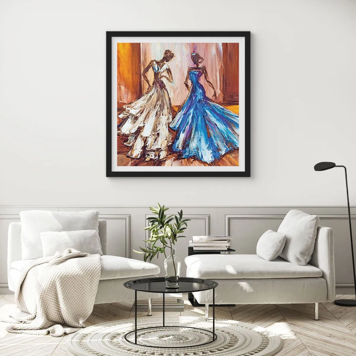 Poster în ramă neagră - Duetul fermecător - 60x60 cm