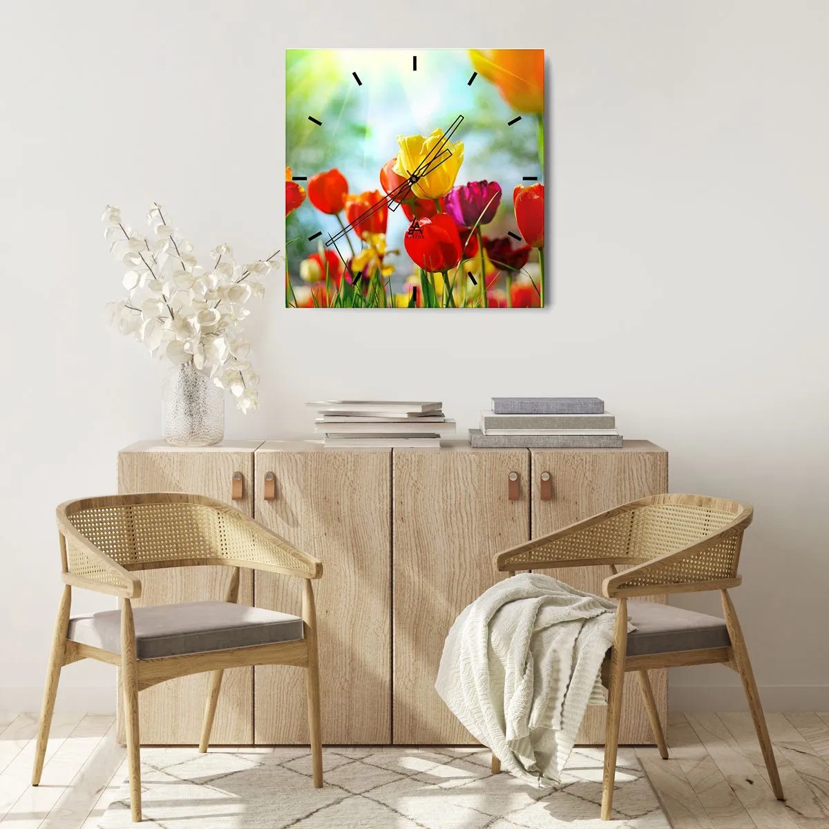 Ceas de perete - Ceas pe sticlă - Toate culorile soarelui - 40x40 cm
