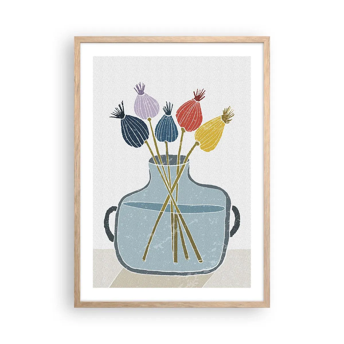 Poster în ramă de stejar deschis - Paparune sau maci? - 50x70 cm