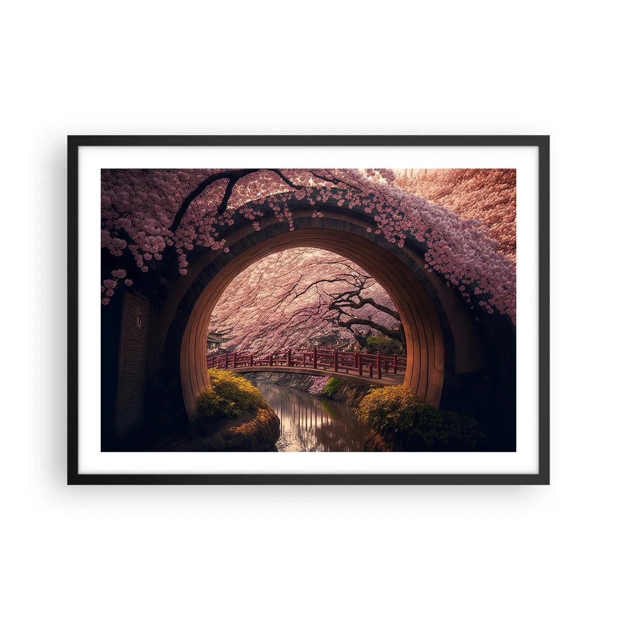 Poster în ramă neagră - Primăvara japoneză - 70x50 cm