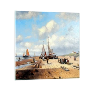 Tablou pe sticlă - Pescuit de succes - 30x30 cm