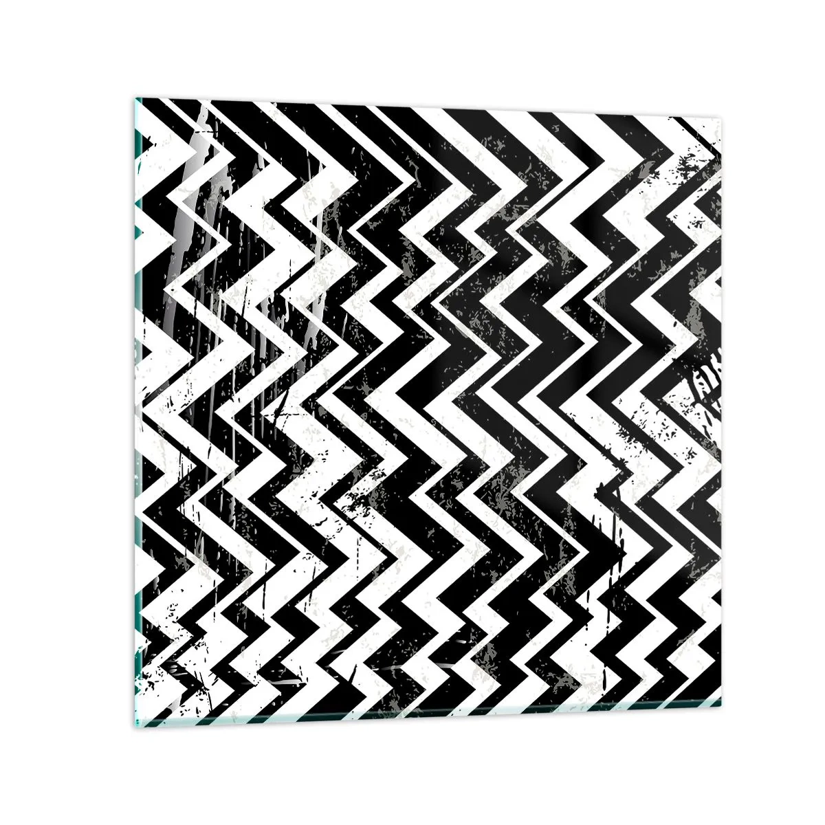 Tablou pe sticlă - Zig-alb, zag-negru - 30x30 cm