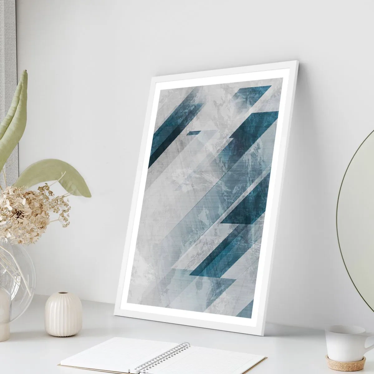 Poster în ramă albă - Compoziția spațială - mișcarea griului - 30x40 cm