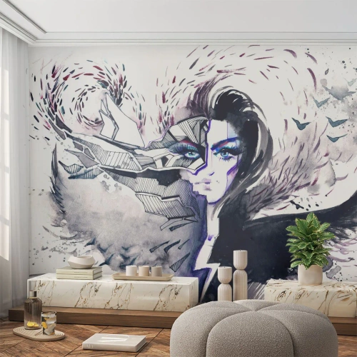 Tapet Premium Canvas - Demonică și frumoasă - Abstracția, Femeie, Ochi Femei - 300x210 cm