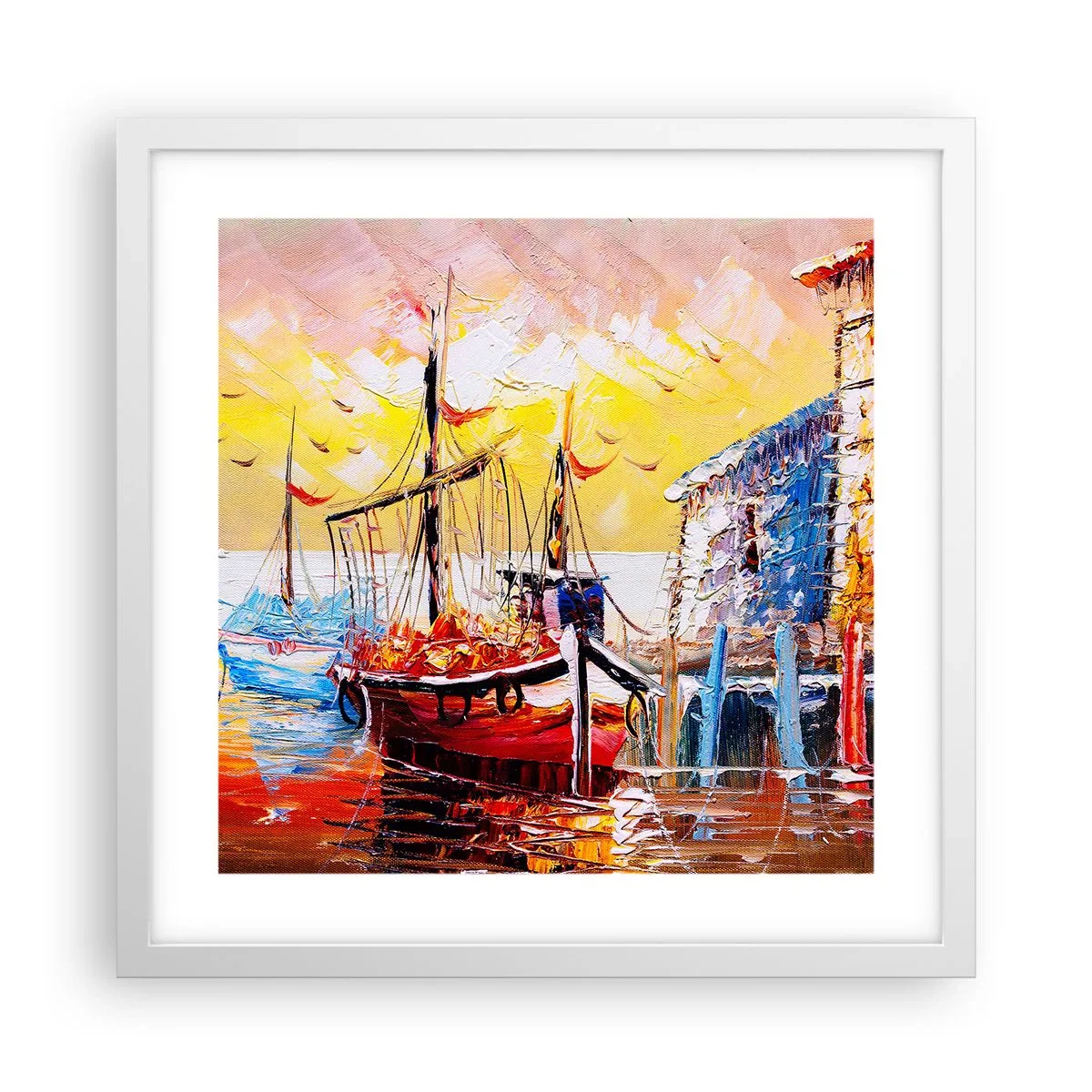 Poster în ramă albă - Întoarcere fericită - 40x40 cm