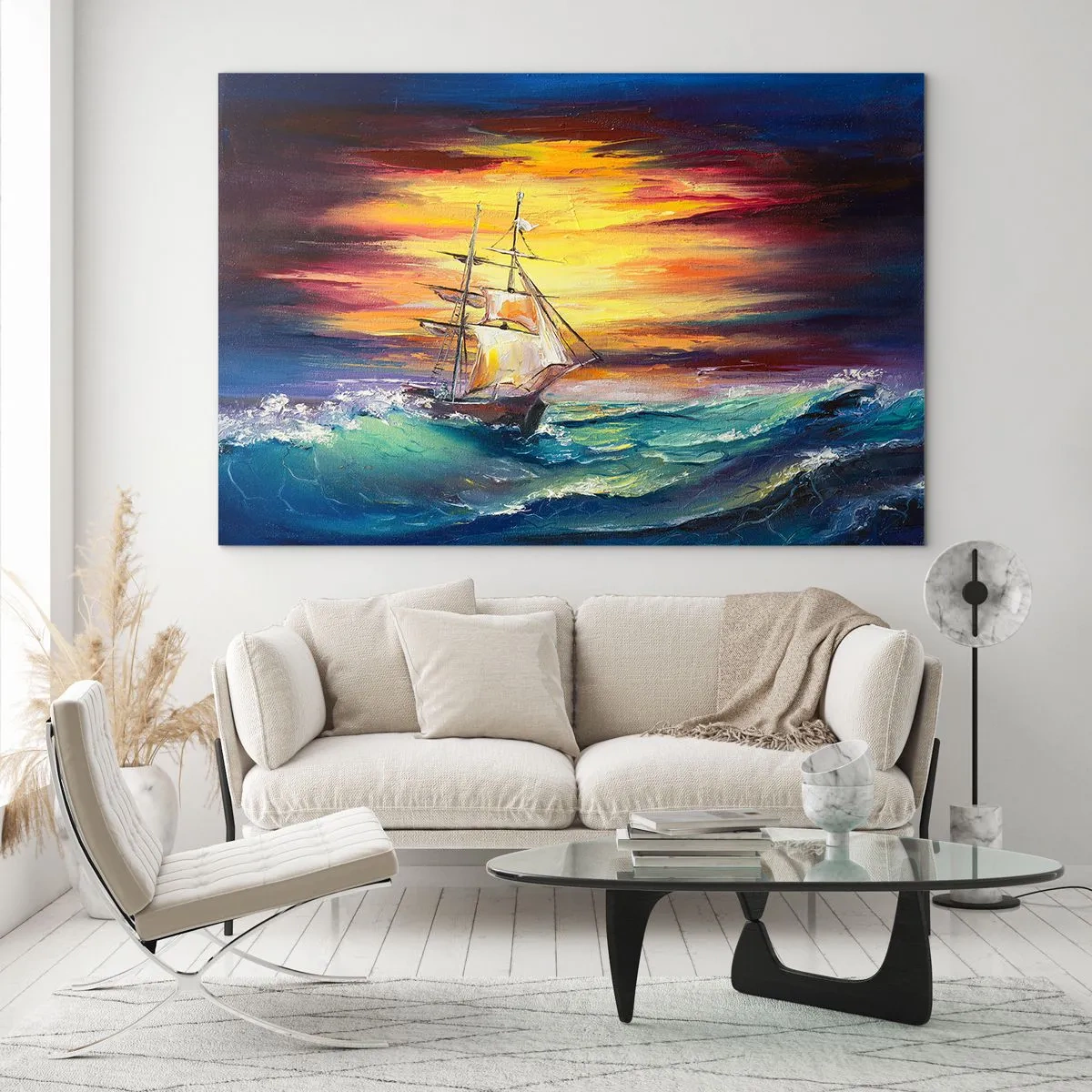 Tablou pe sticlă - Înfruntând valurile - 120x80 cm