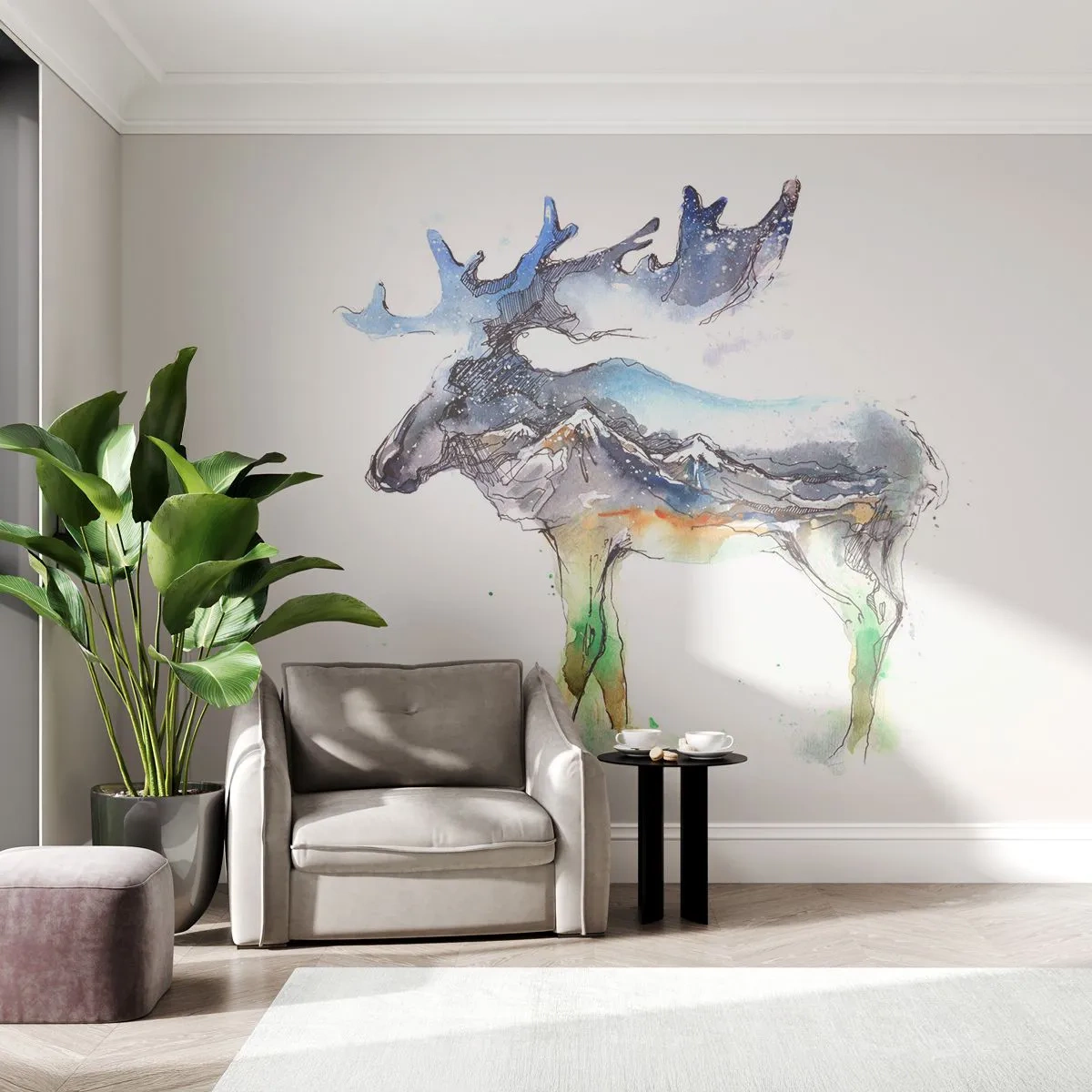 Tapet Autoadeziv Deluxe Sticker - Eroul poveștii de iarnă - Abstracția, Elan, Munţi - 250x175 cm