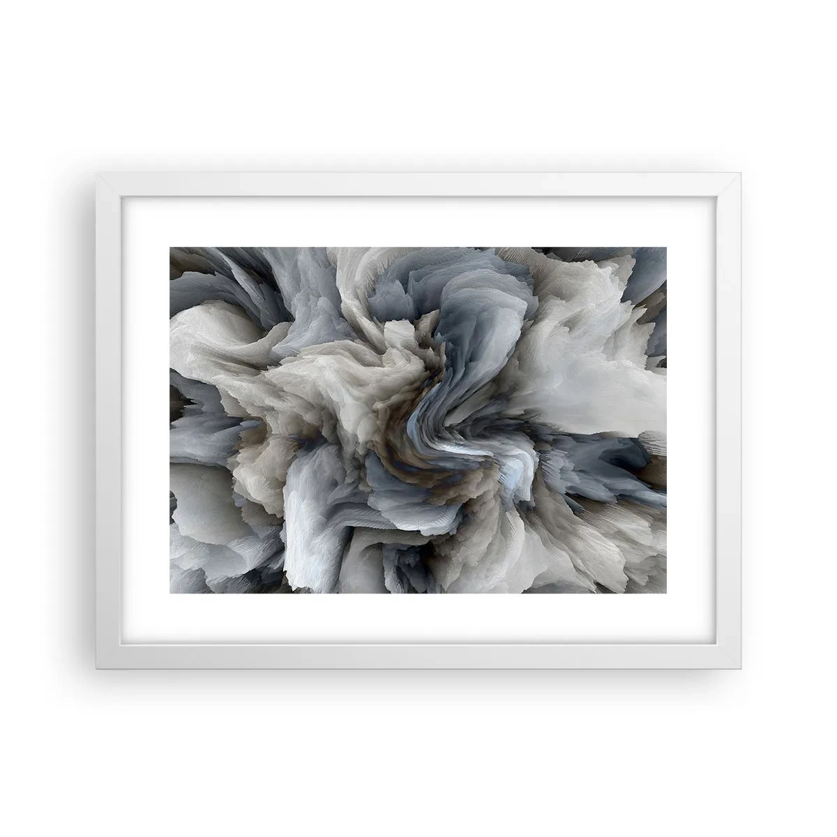 Poster în ramă albă - Piatră și floare - 40x30 cm