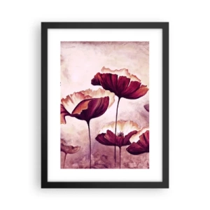 Poster în ramă neagră - Fulgi roșii și albi - 30x40 cm