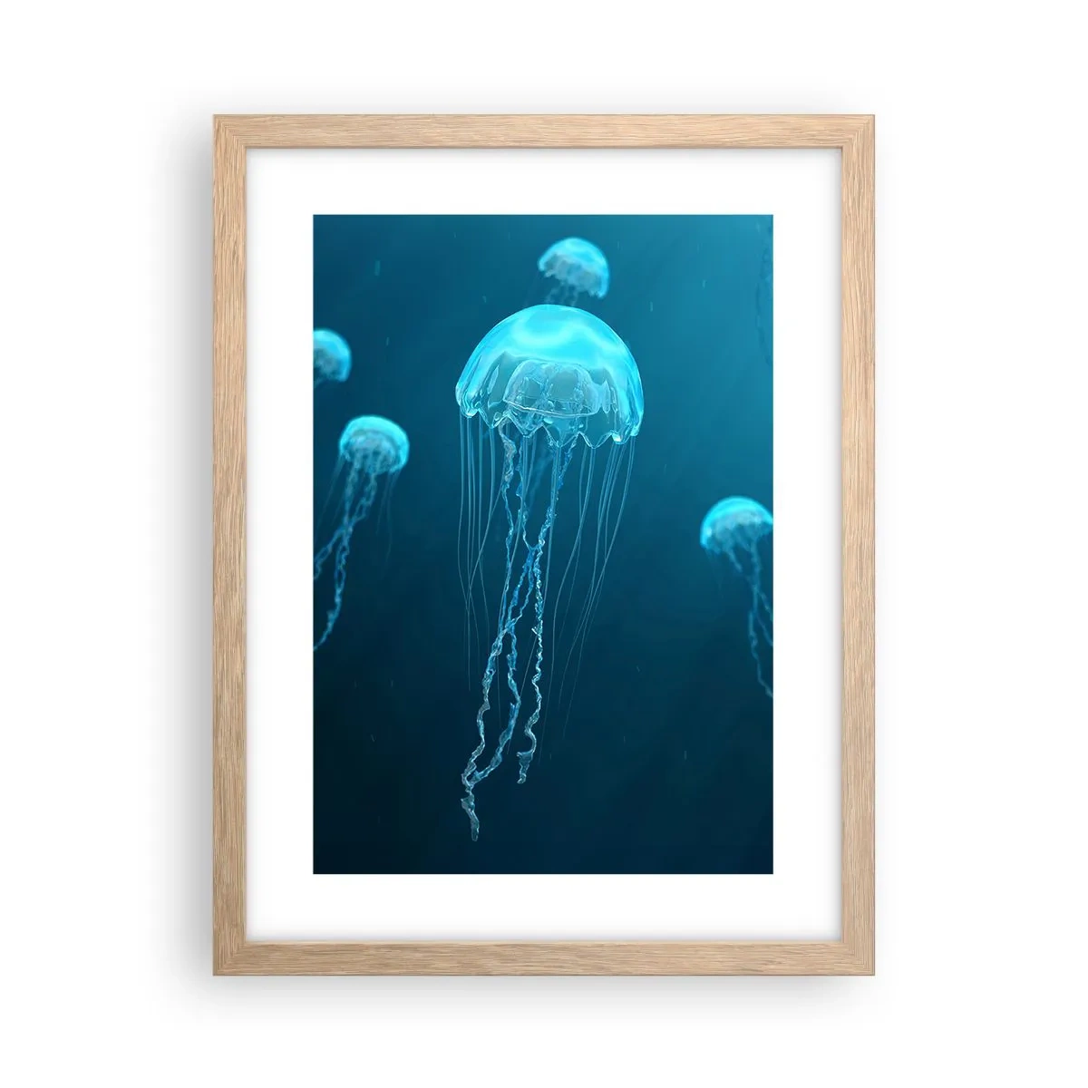 Poster în ramă de stejar deschis - Dansul oceanic - 30x40 cm