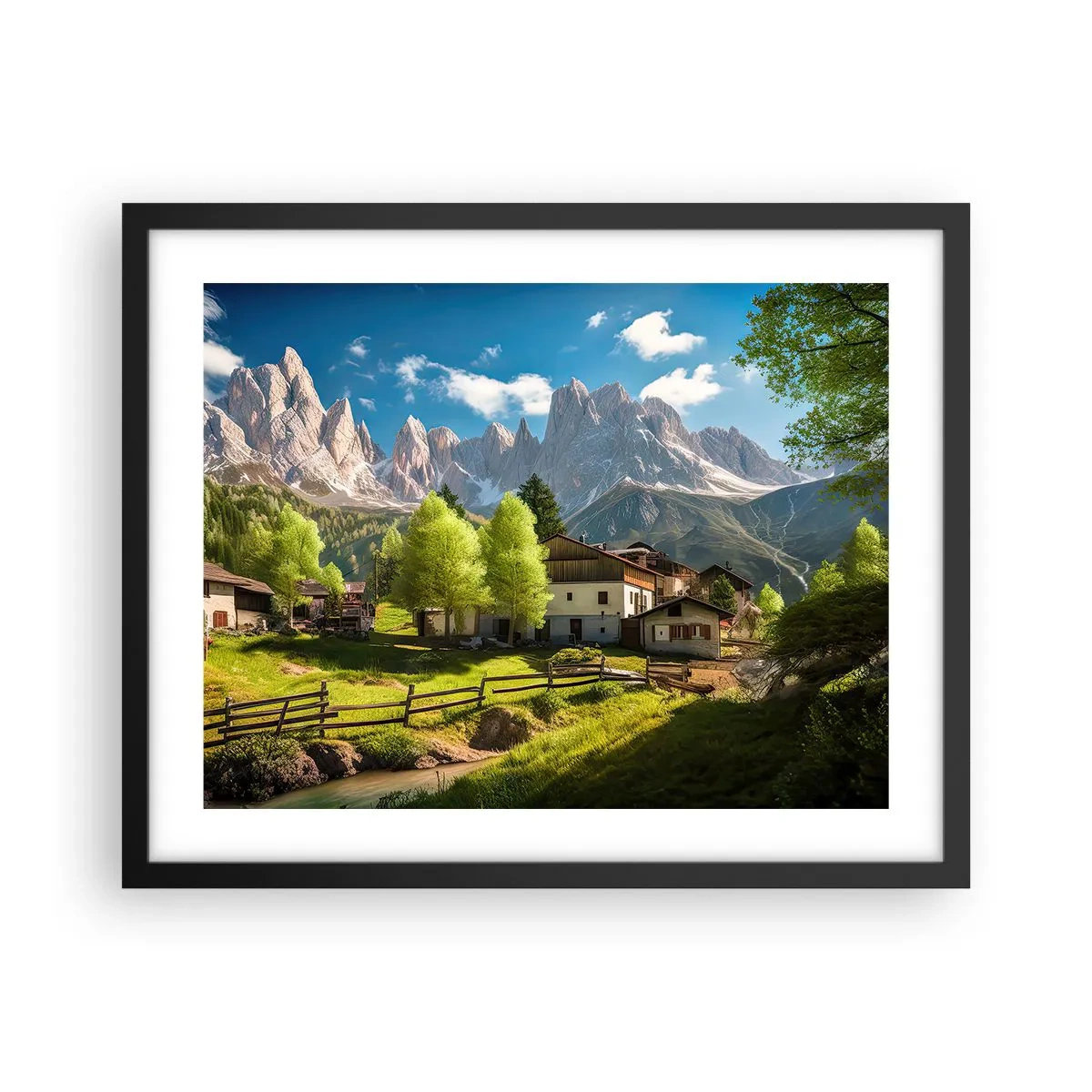 Poster în ramă neagră - Idilă alpină - 50x40 cm