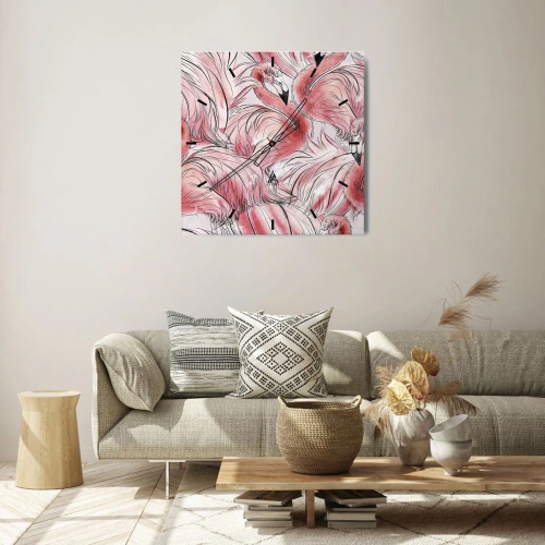 Ceas de perete - Ceas pe sticlă - Corpul de balet al păsărilor - 40x40 cm