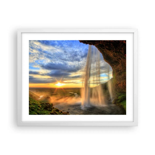 Poster în ramă albă - Lumea din spatele vălului de picături - 50x40 cm