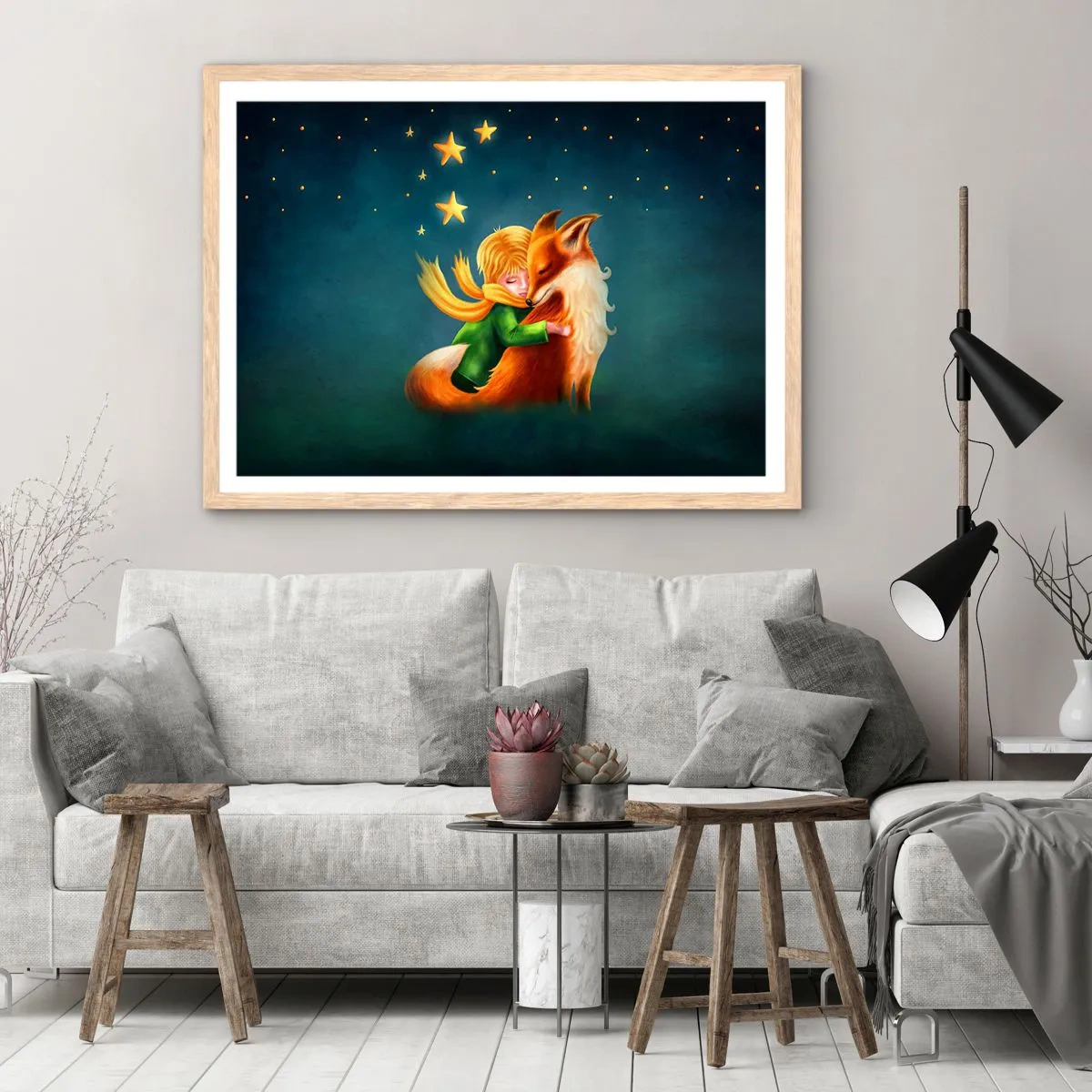 Poster în ramă de stejar deschis - Micul Prinț - 50x40 cm