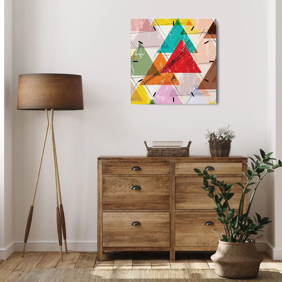 Ceas de perete - Ceas pe sticlă - Trei câte trei - 40x40 cm