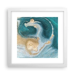 Poster în ramă albă - Vârtej de aur și turcoaz - 30x30 cm