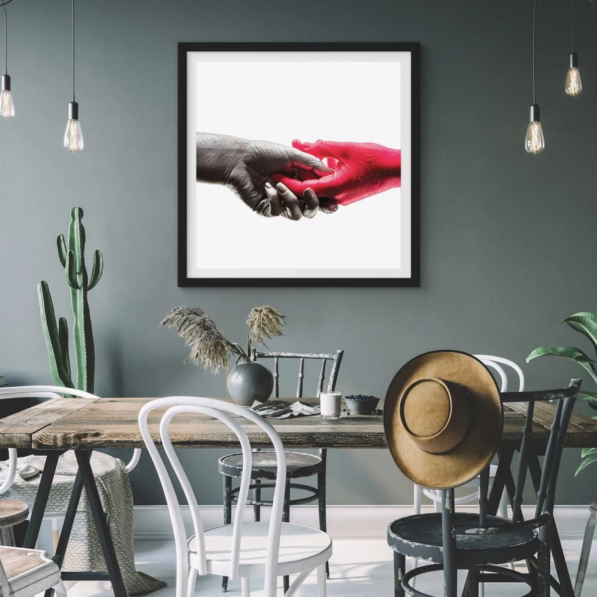 Poster în ramă neagră - Împreună, deși diferiți - 60x60 cm