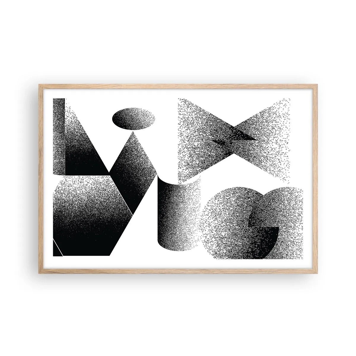 Poster în ramă de stejar deschis - Unghiuri și ovale - 91x61 cm