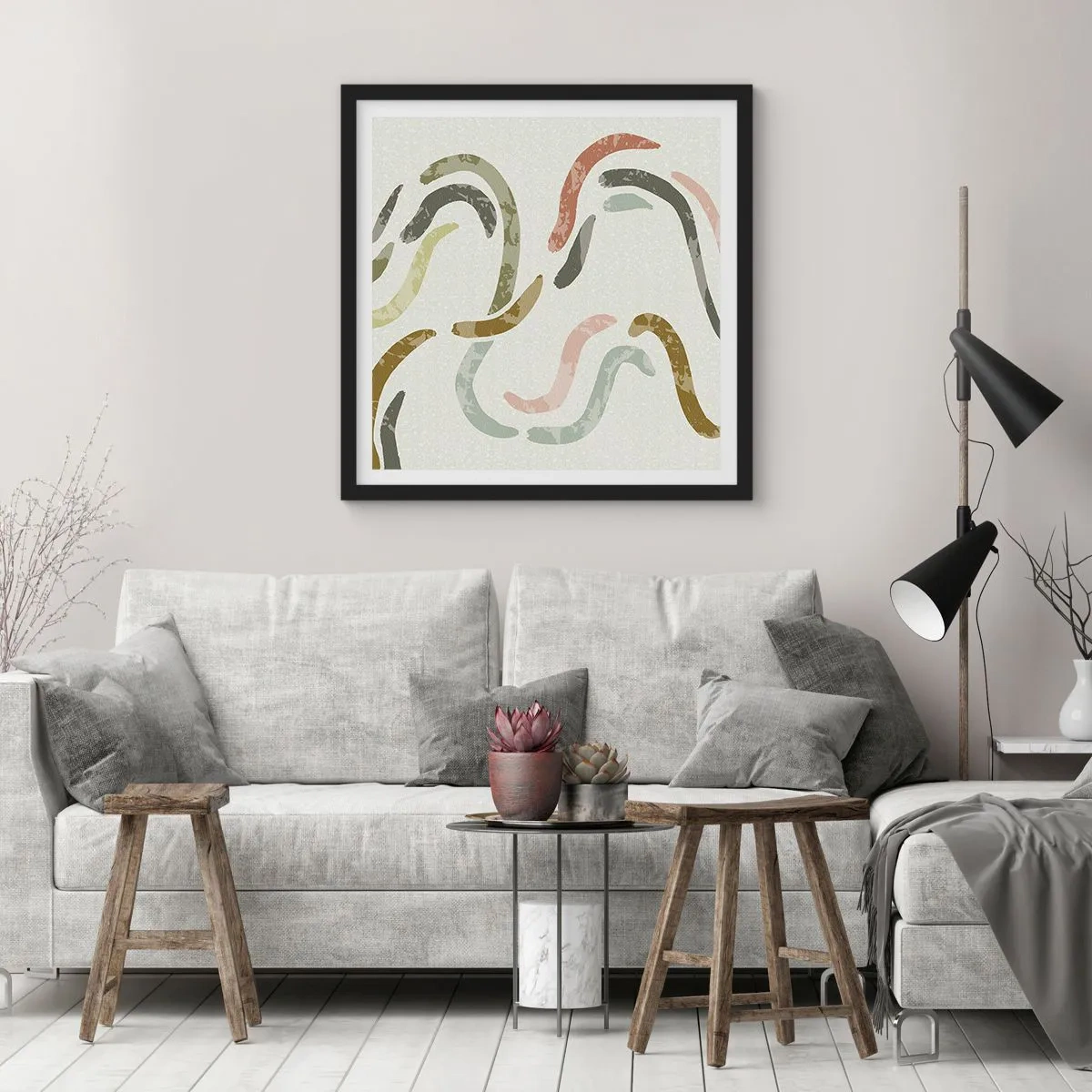 Poster în ramă neagră - Dansul vesel al abstracției - 30x30 cm