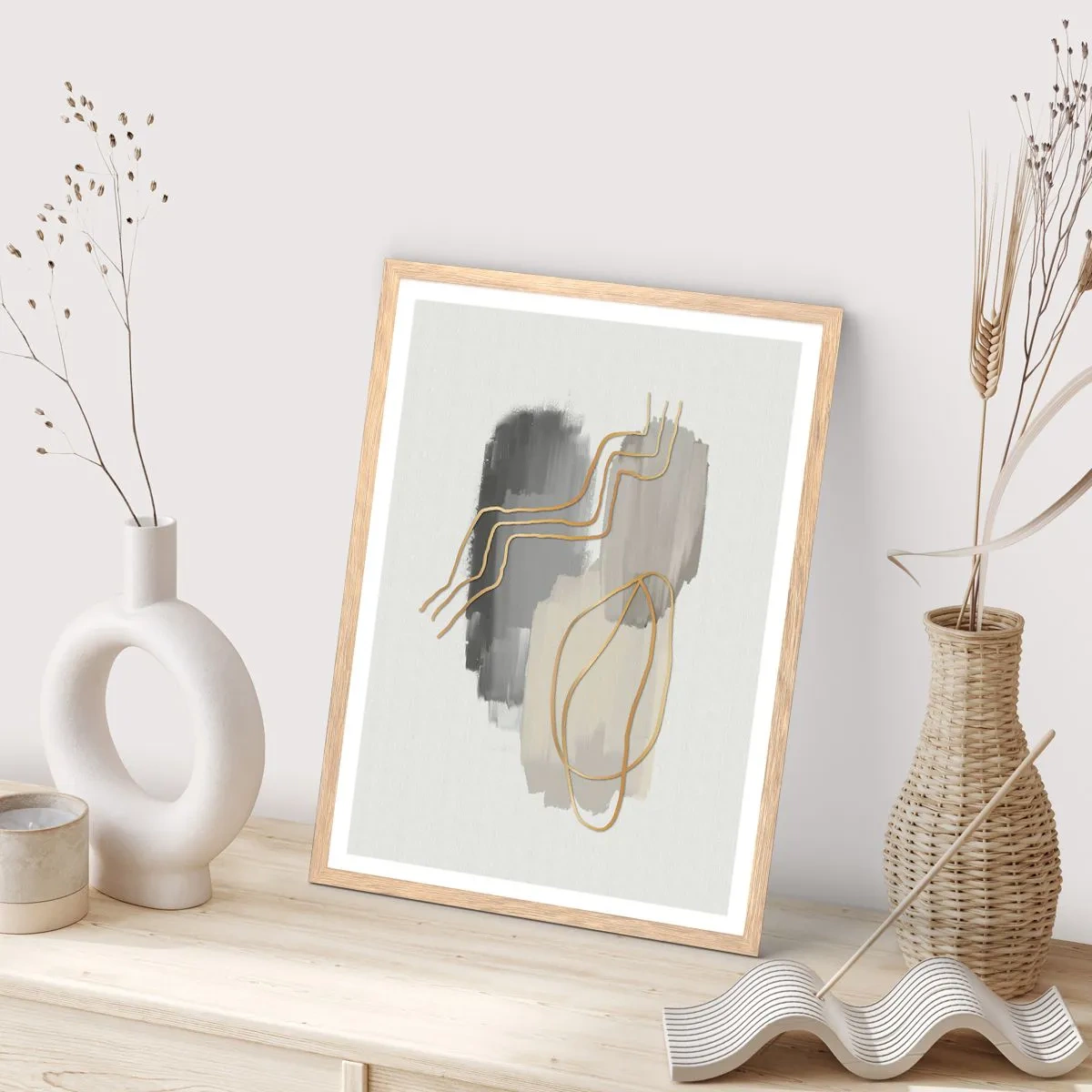 Poster în ramă de stejar deschis - Persistență și mișcare - 30x40 cm