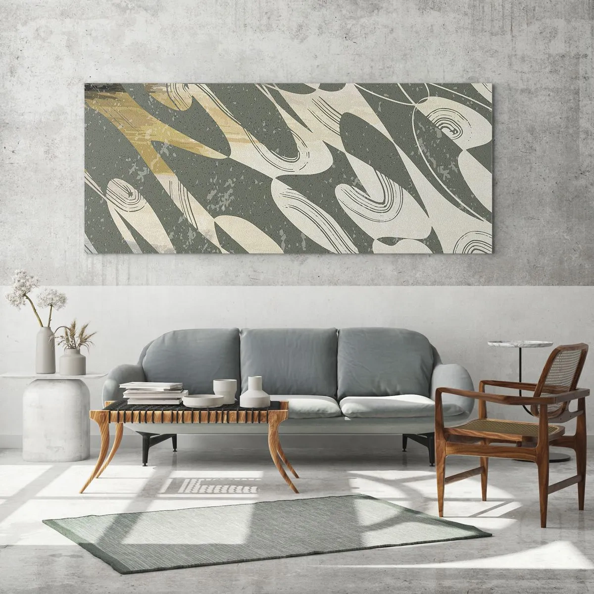 Tablou pe sticlă - Abstracție ritmică - 100x40 cm