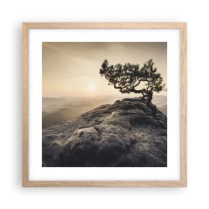 Poster în ramă de stejar deschis - Viața învinge întotdeauna - 40x40 cm