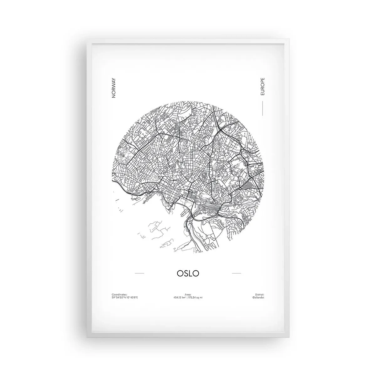 Poster în ramă albă - Anatomia Oslo - 61x91 cm