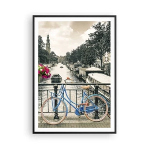 Poster în ramă neagră - Culorile unui canal din Amsterdam - 70x100 cm