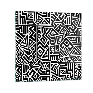 Tablou pe sticlă - Compoziție precolumbiană - 30x30 cm
