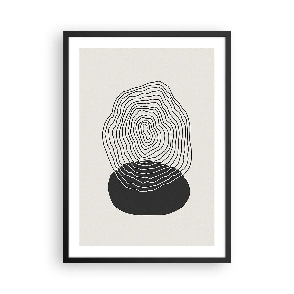 Poster în ramă neagră - Linii negre care creează o formă abstractă pe un fundal deschis - 50x70cm - Persistență și vibrațiile - Decorațiune modernă pentru perete pentru living și dormitor ARTTOR