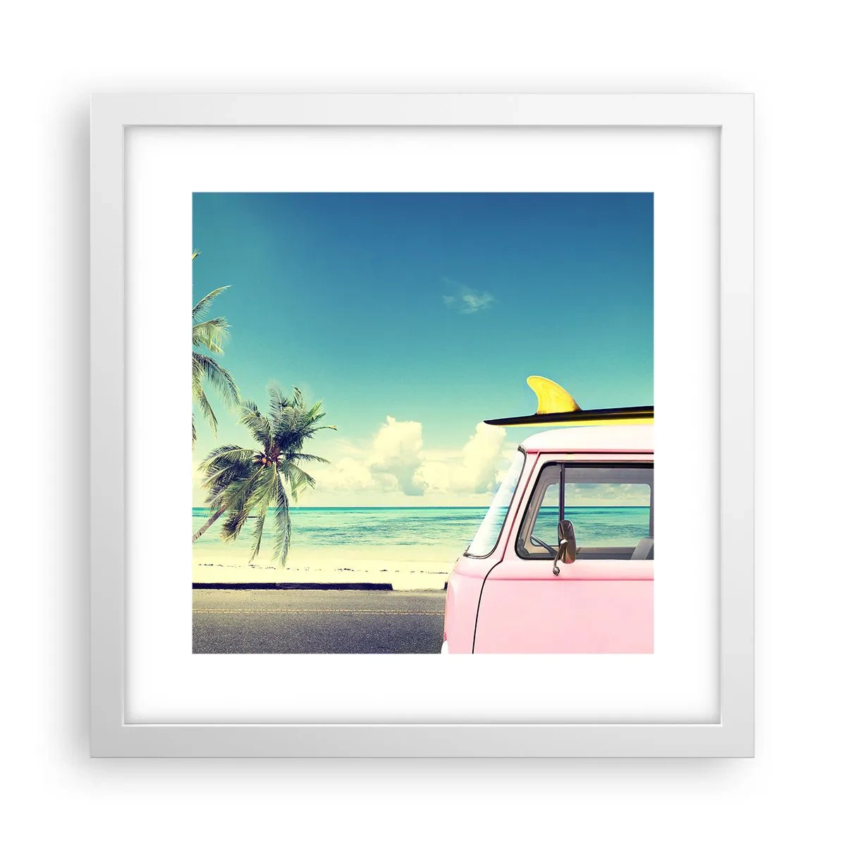 Poster în ramă albă - Să înceapă vacanța - 30x30 cm
