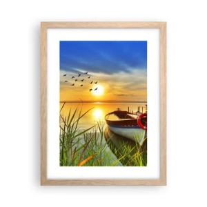 Poster în ramă de stejar deschis - Cormoranii pleacă deja - 30x40 cm