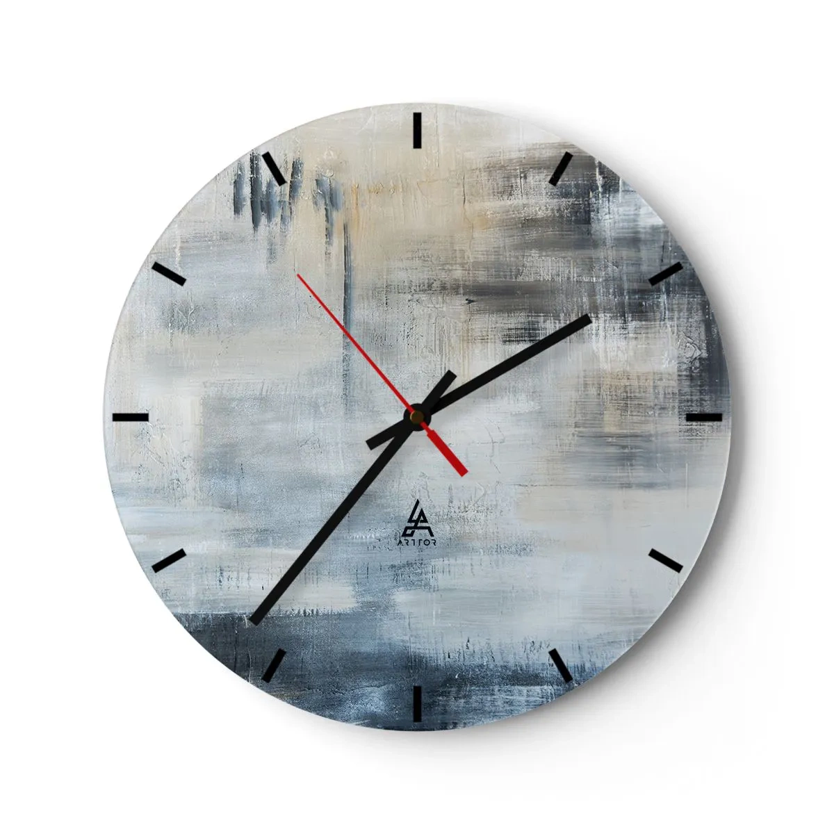 Ceas de perete - Ceas pe sticlă - În spatele unui voal albastru - 40x40 cm