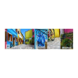Mostră tapet Premium Canvas - La capătul străzii pastelate și dulci - Oraș, Biciclete, Alee - 100x30 cm