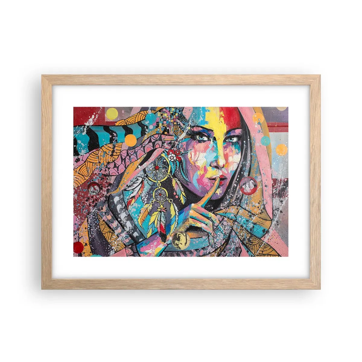 Poster în ramă de stejar deschis - Taci până când înțelegi - 40x30 cm