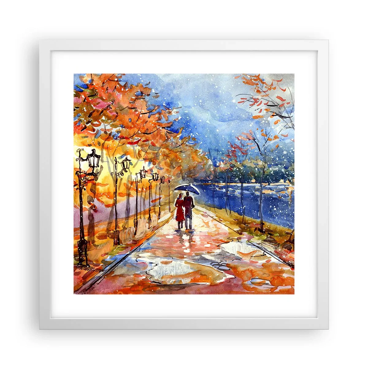 Poster în ramă albă - Împreună până la limita de timp - 40x40 cm