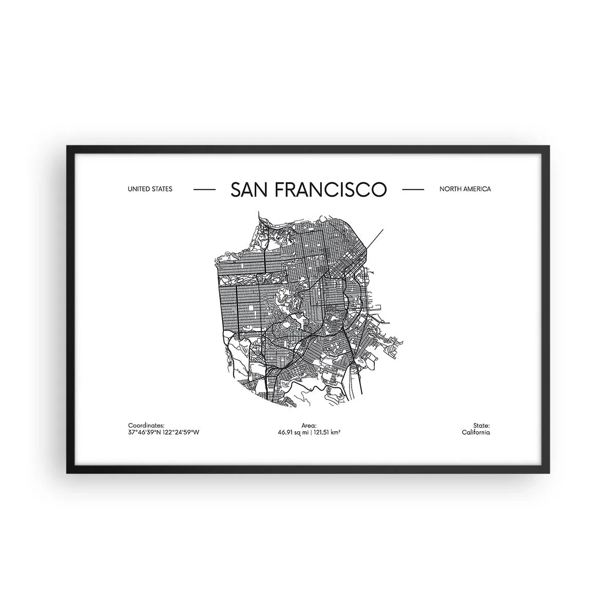 Poster în ramă neagră - Anatomia San Francisco - 91x61 cm